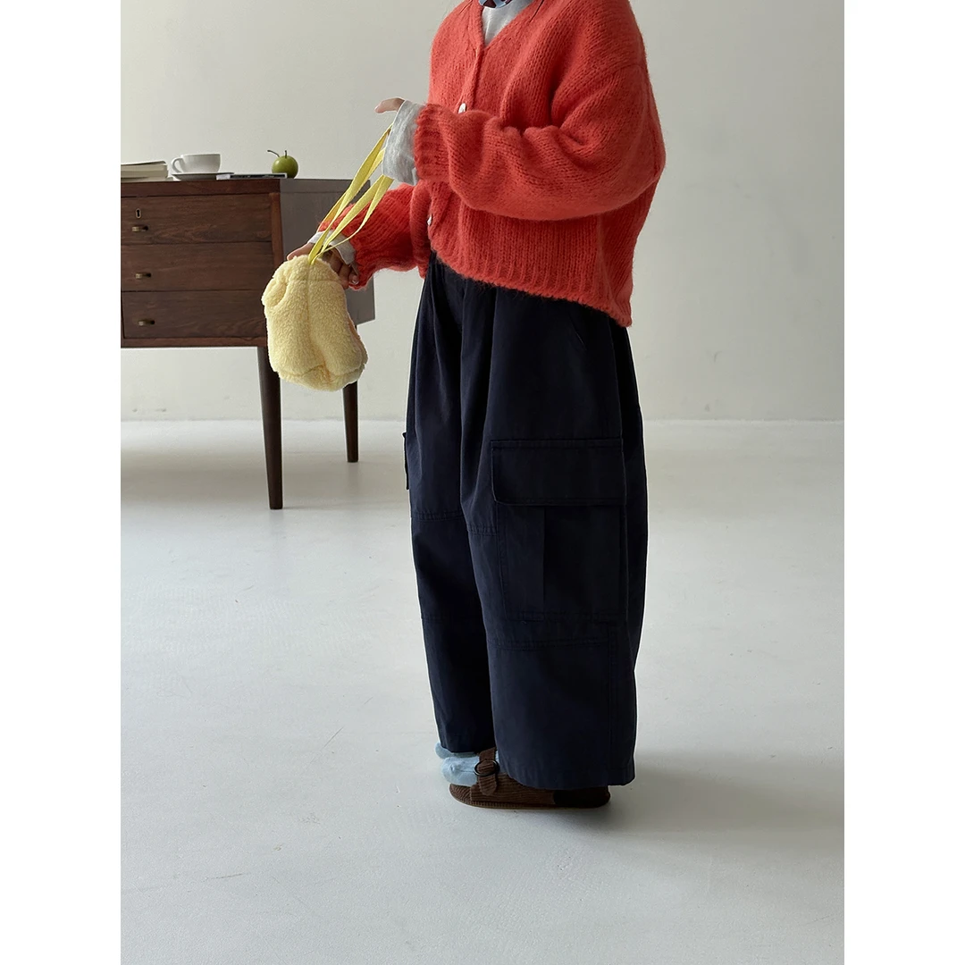 Harper Kids 韩版休闲纯色松紧腰工装裤  H25A020712