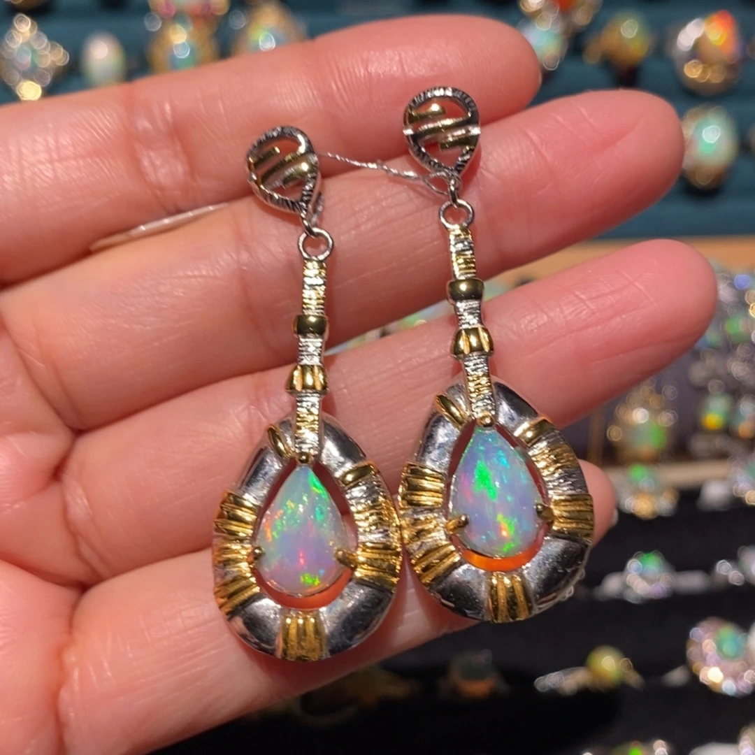 欧泊银S925镶嵌耳饰