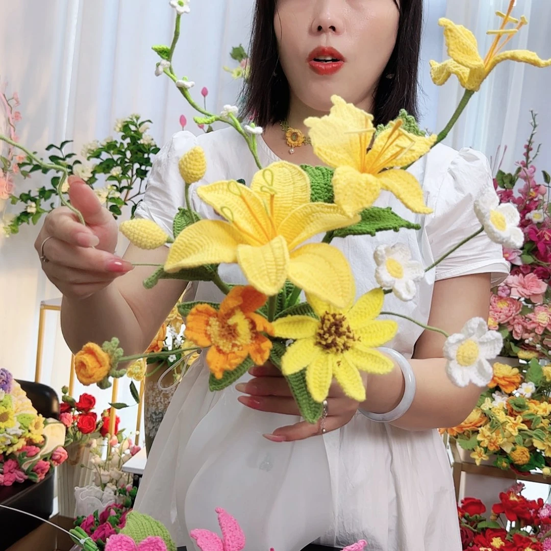 莱赛尔纤维棉手工钩织花束