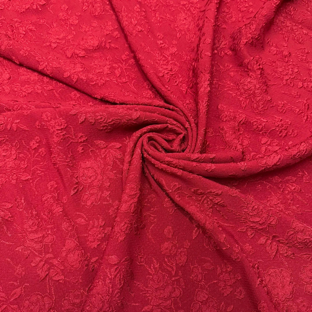 【红色立体浮雕提花】【立体浮雕提花】做旗袍上衣套装礼服打底面料