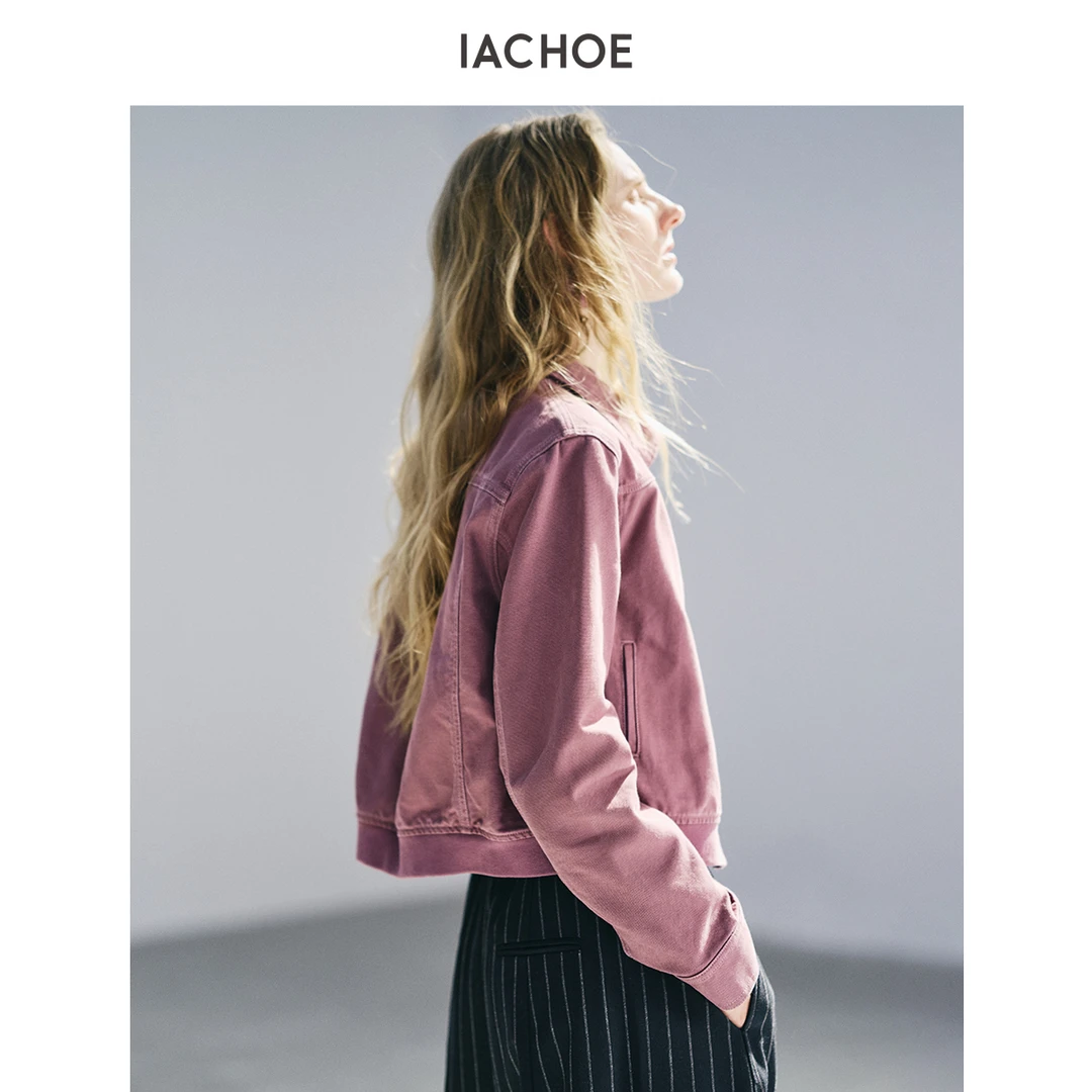 IACHOE梅子色帆布夹克外套3661507003