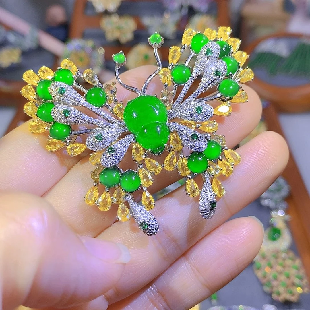 颈饰银S925镶嵌翡翠