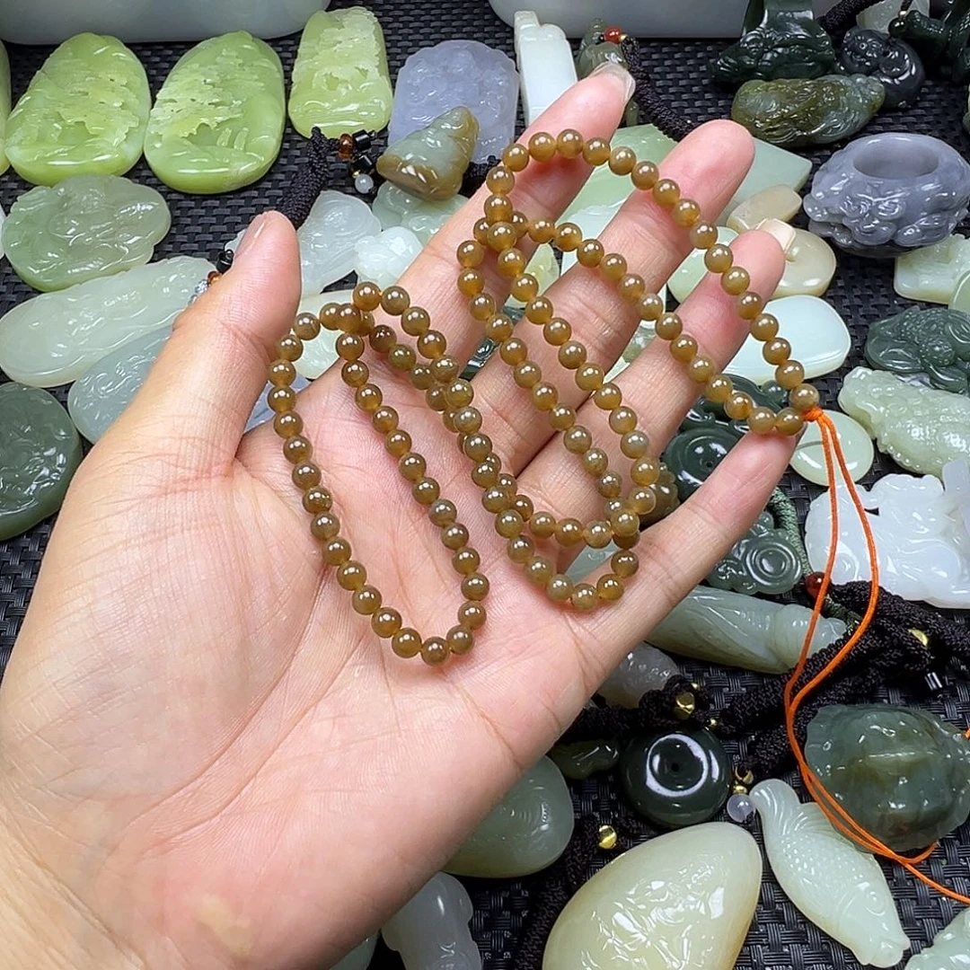 和田玉未镶嵌颈饰卡5多圈