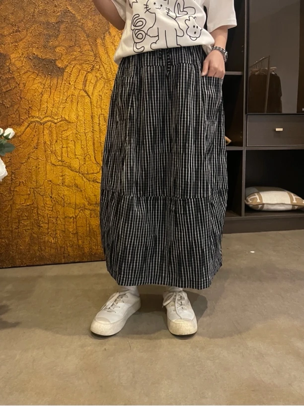 梵#格艺婉约春夏福利高品质灯笼格子半身裙，裙长：82cm