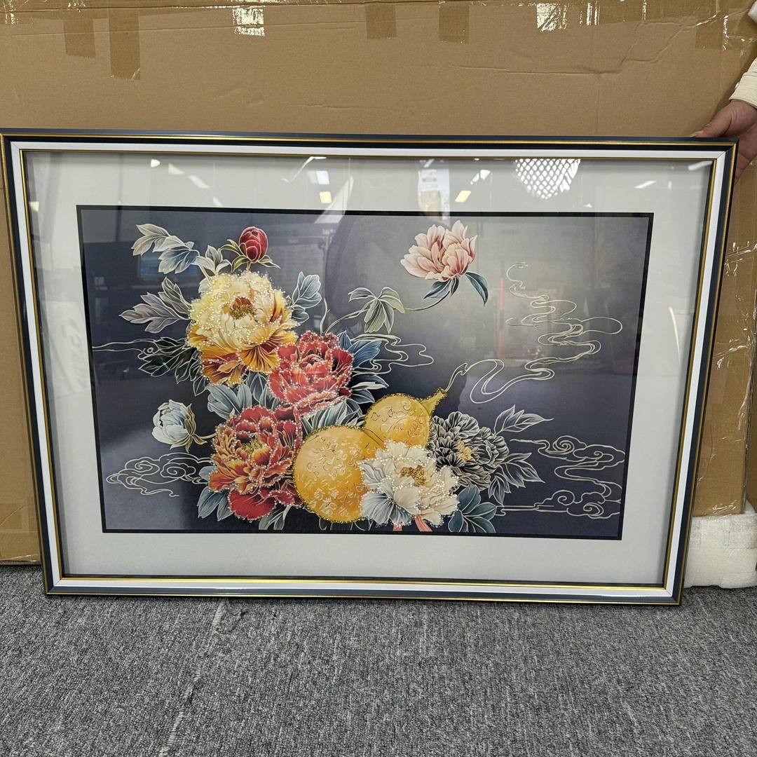DF280【牡丹葫芦图】高端餐厅墙壁装饰画客厅玄关新中式茶室挂画