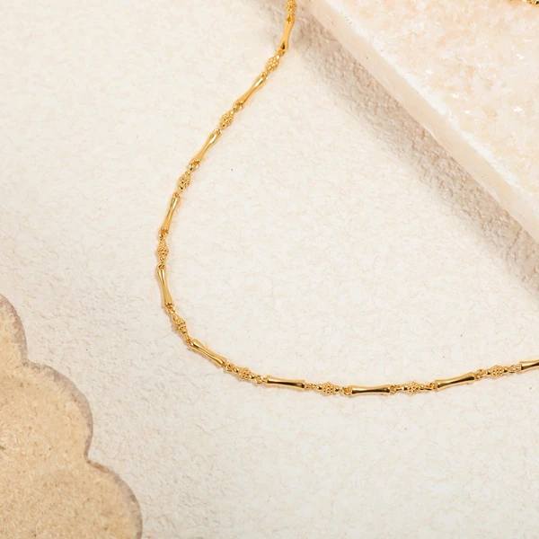 坠链均925银 梁雅帝新品【金竹节步步升】设计感百搭时尚纯银项链