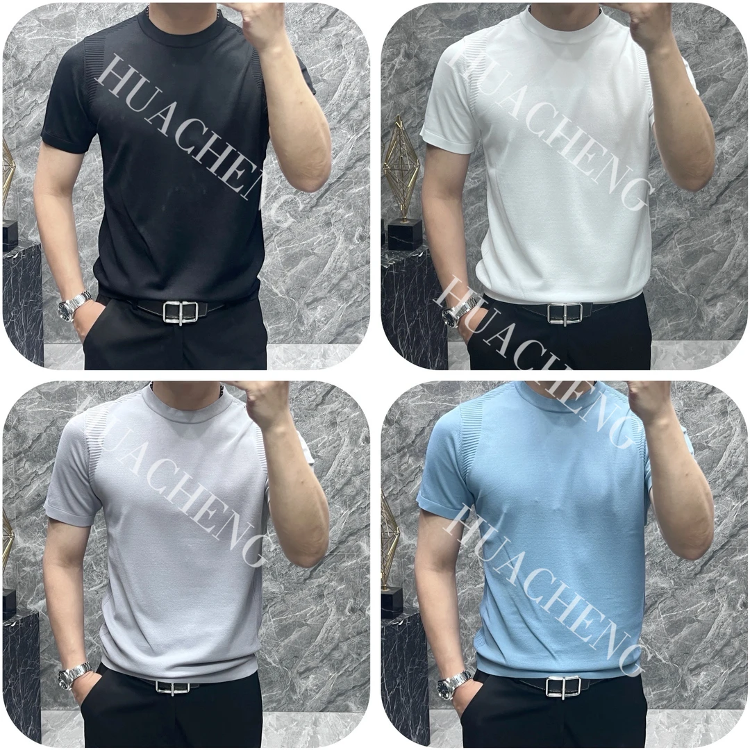 【画成】夏季新款男士透气纯色百搭T恤时尚圆领针织短袖 BY2505