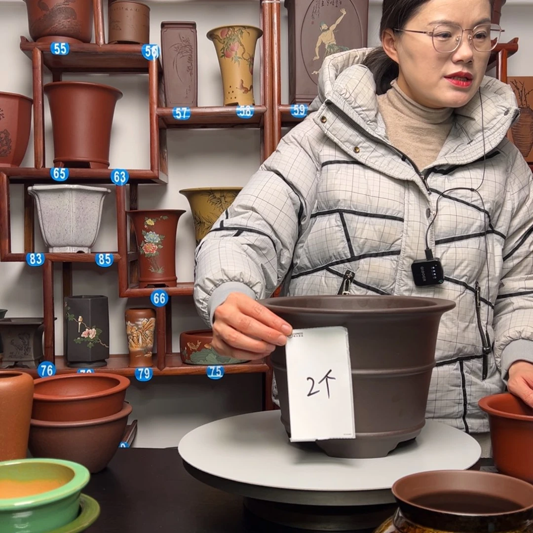 紫砂花盆闲**鹤紫砂花盆