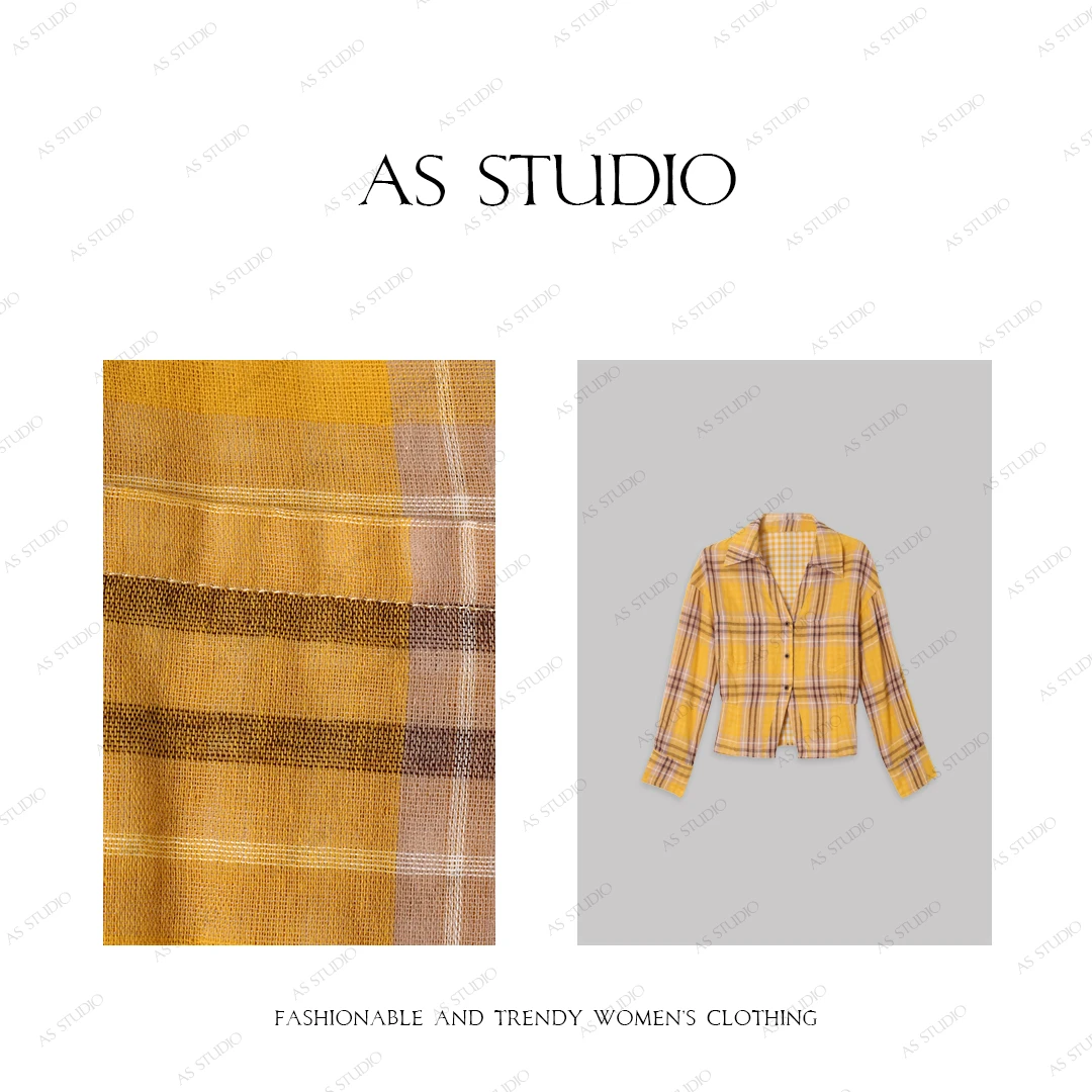 【AS古希腊】25新复古格子双层棉纱舒适百搭收腰衬衫AS25CCS4598