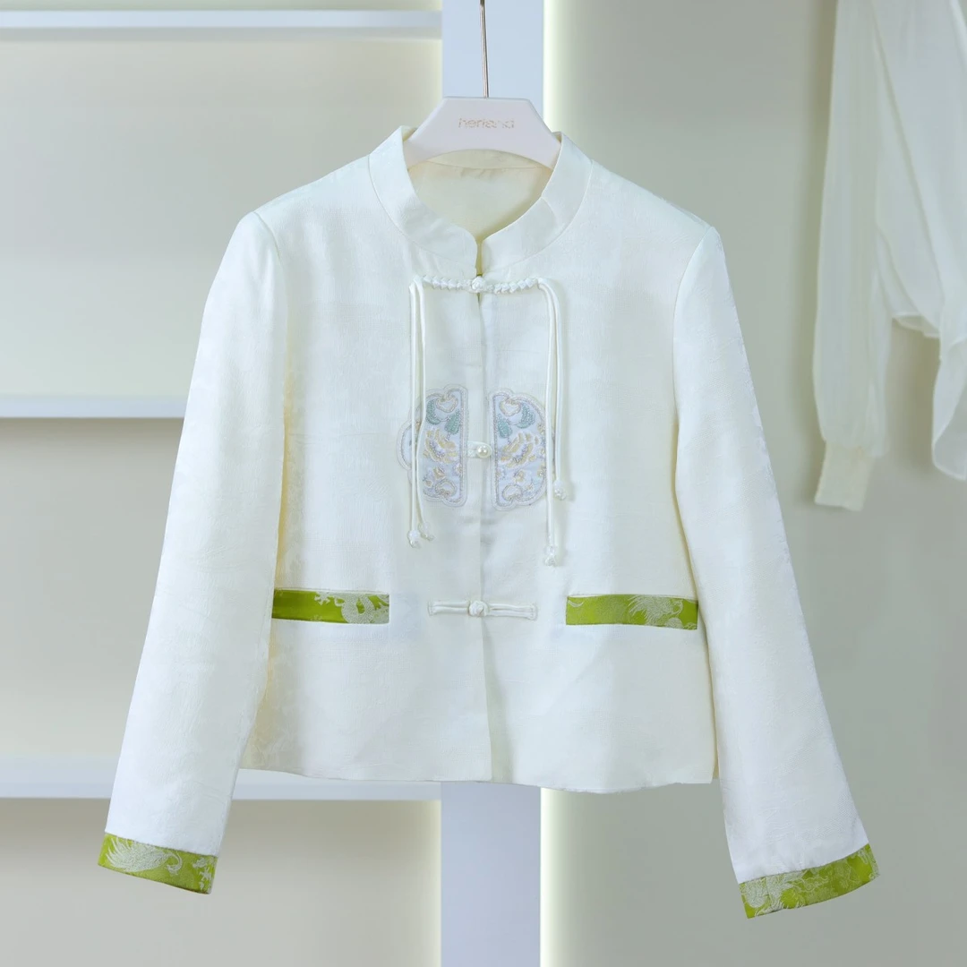 麦迪尚品【子xi】O-768 女装新中式盘扣提花外套商场撤柜