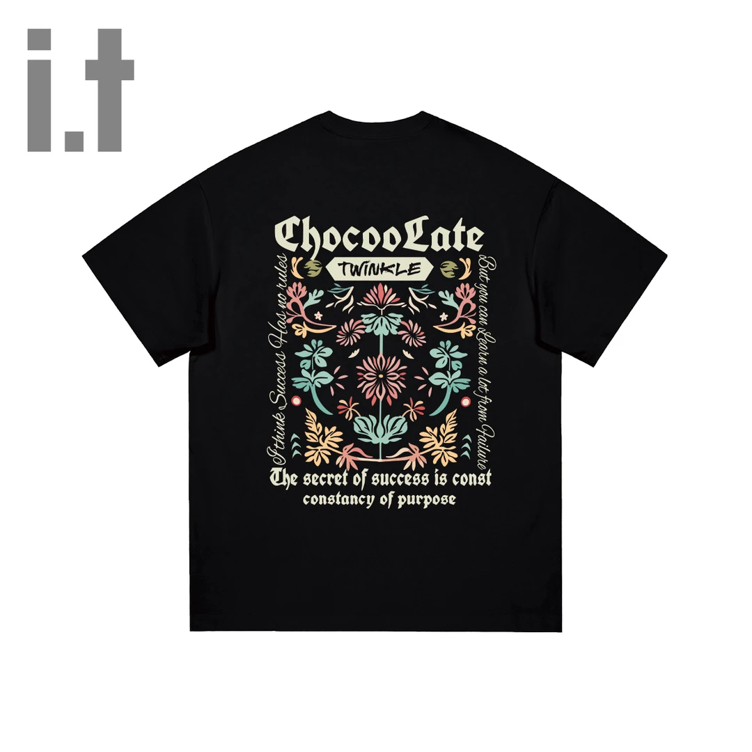 it:CHOCOOLATE轻奢痞帅慵懒风男装短袖男t恤女夏季暴重工三本t恤