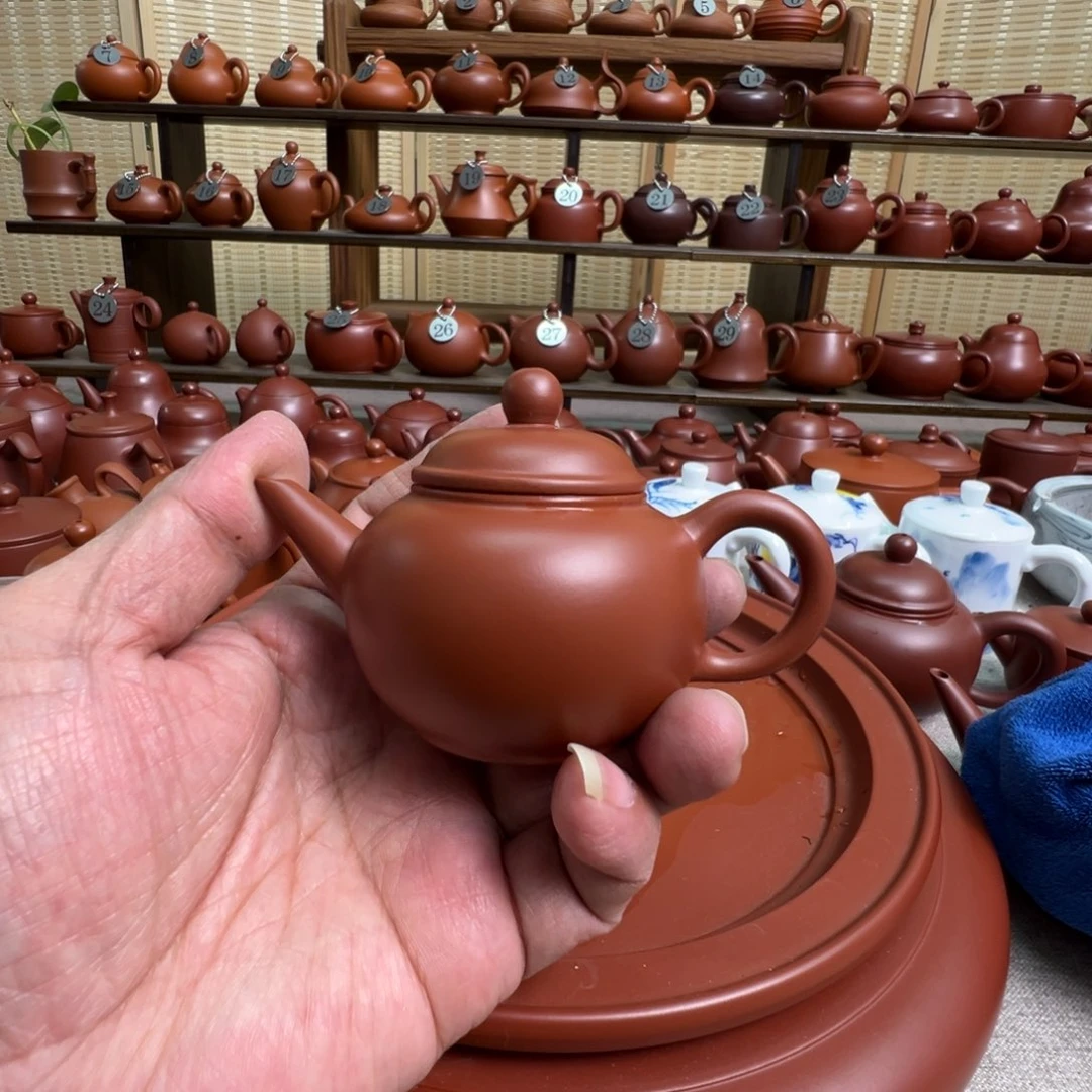 心***信紫砂茶壶潮州手拉朱泥壶，微瑕不退换