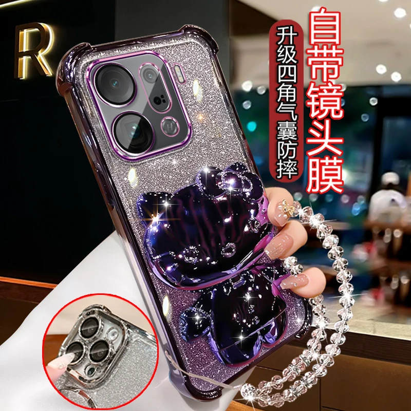 适用oppofindx9pro网红手机壳女可爱支架FindX9Pro四角防摔PLG110