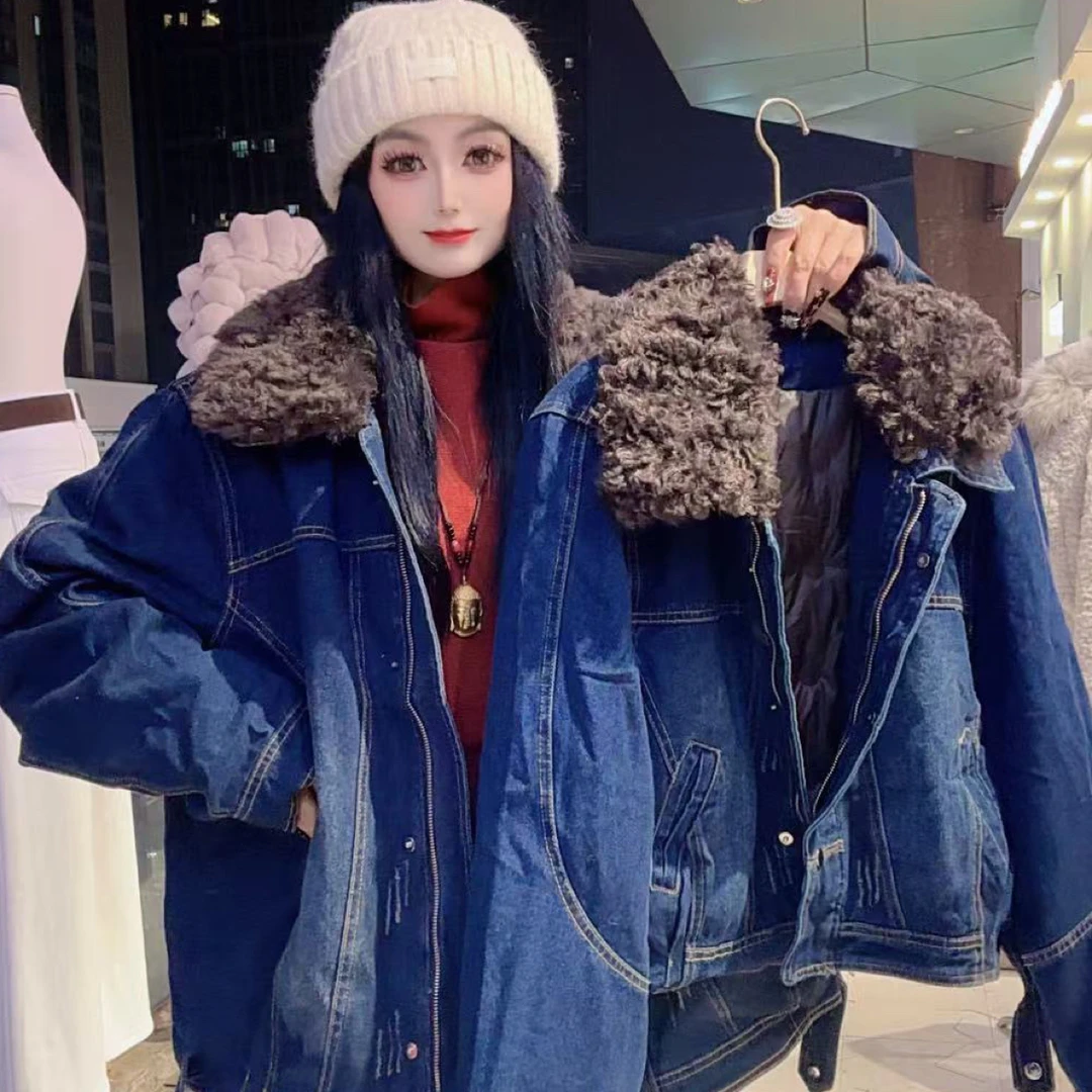 时尚毛领牛仔外套