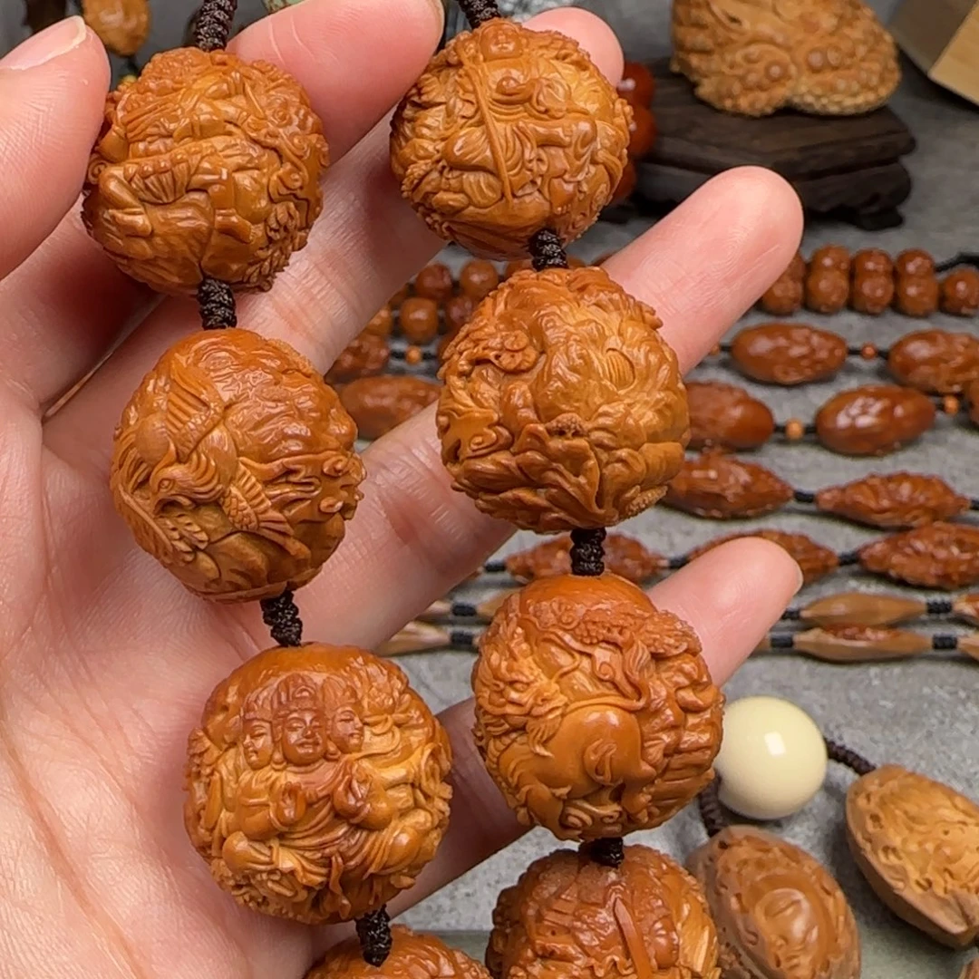 橄榄核手串/手链2.5尺寸风景瑞兽万佛手持
