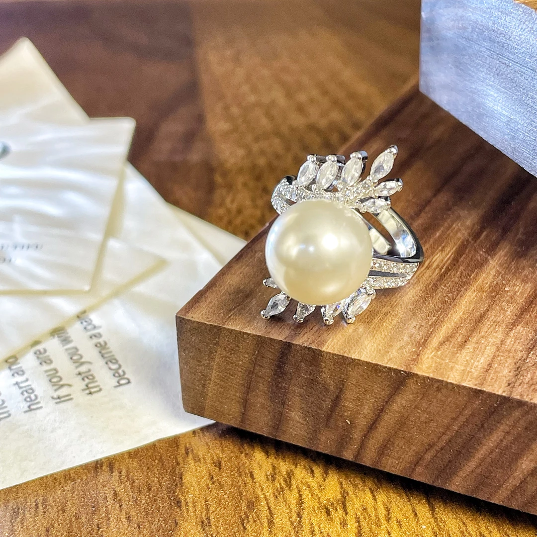 铜合金仿珍珠戒指 1217气质轻奢简约百搭珠珠戒指