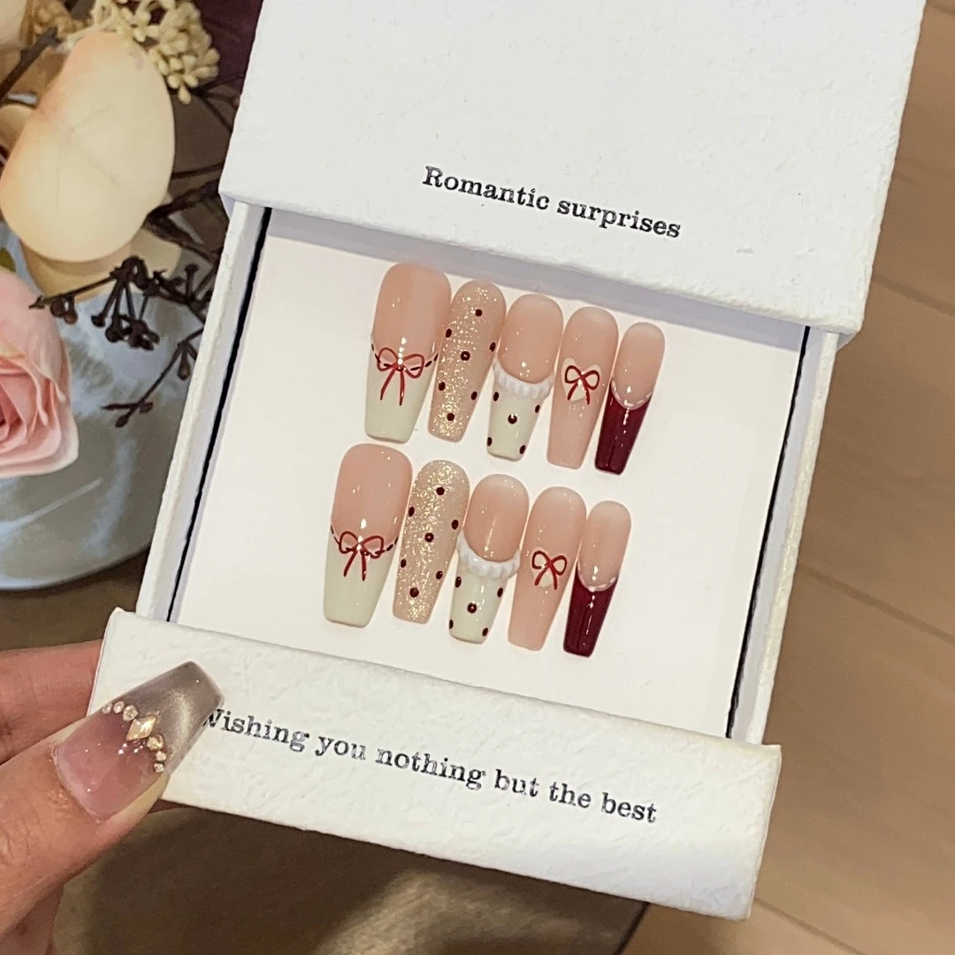 【南法少女】温柔圣诞甜美少女纯手工穿戴甲