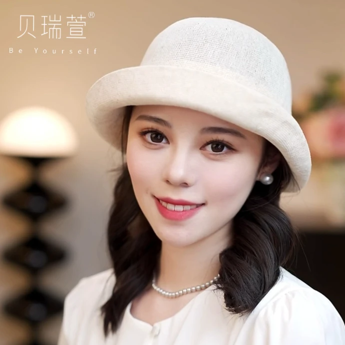 1629春夏季新款时尚百搭渔夫帽女士轻盈透气优雅减龄贝雷帽遮阳帽