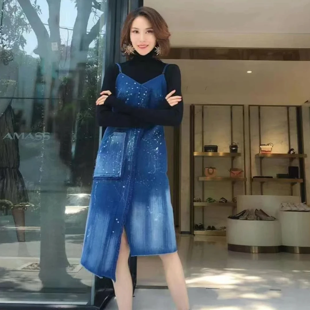 limil/丽米儿吊带牛仔连衣裙LC551774