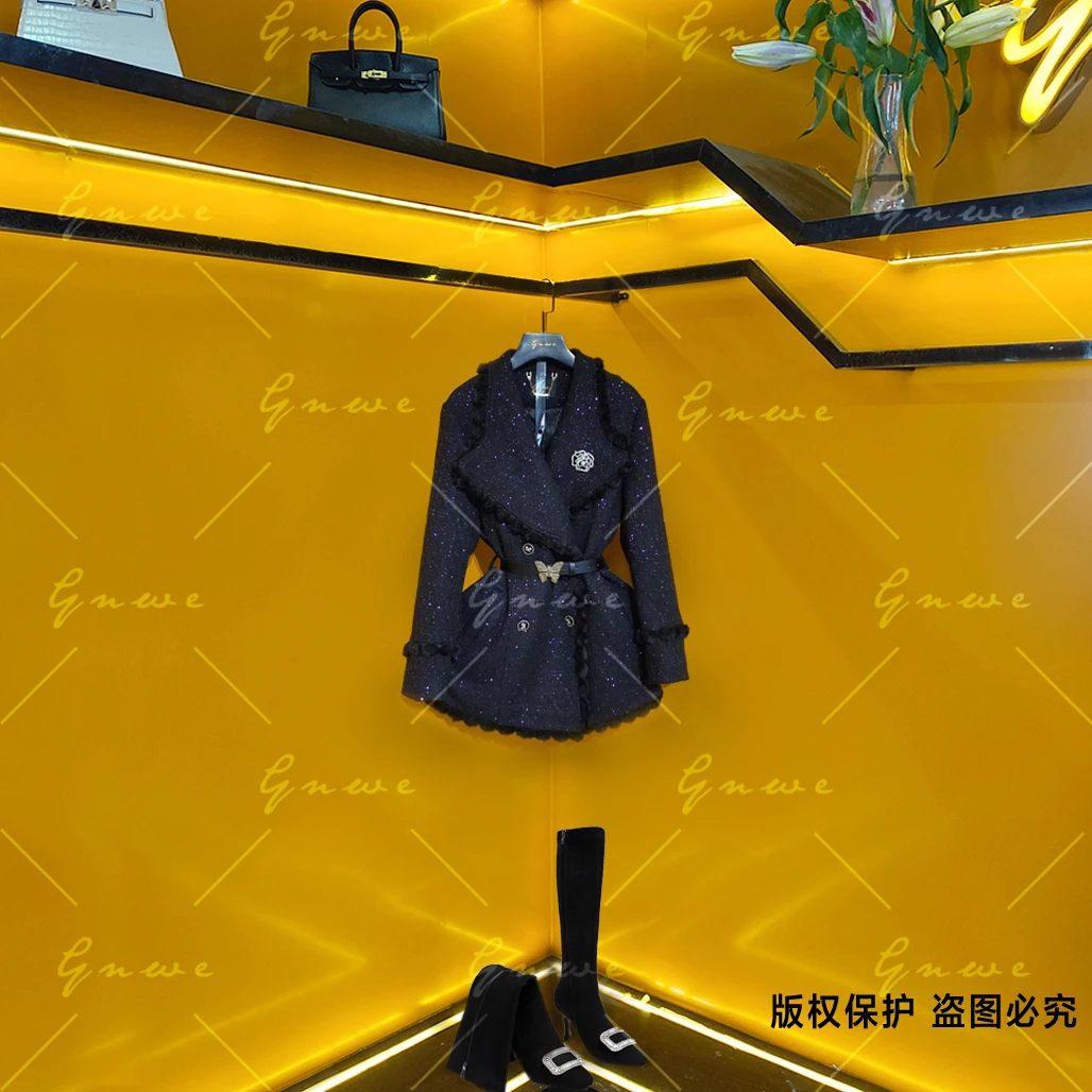 【私人订制8】冬季新款拼接长袖休闲极简风经典毛呢N1020