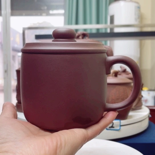 紫砂茶杯紫泥老板杯