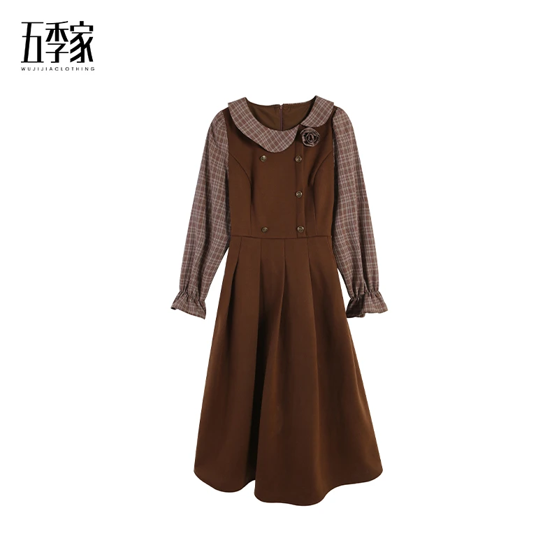 咖色秋冬长款连衣裙ZL114840