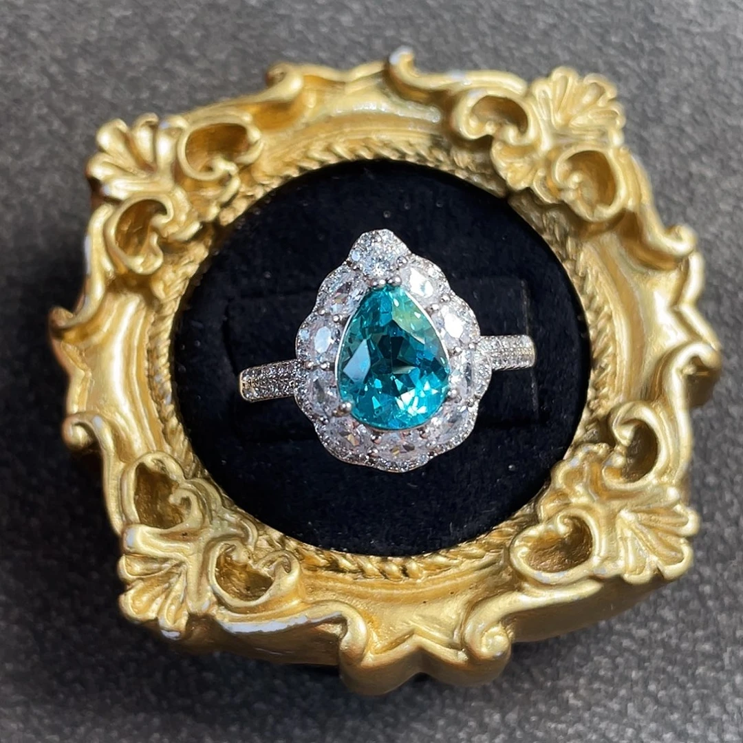 戒指银S925镀金镶嵌磷灰石