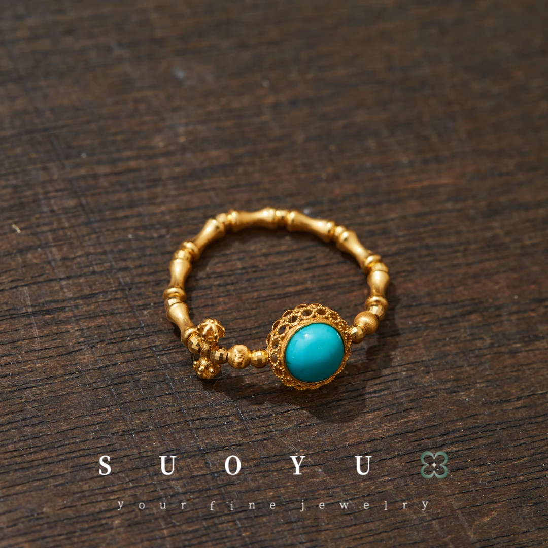 子乔专属【征途】藏系金刚杵18k绿松戒指|XYGD416001-A#多样性发一