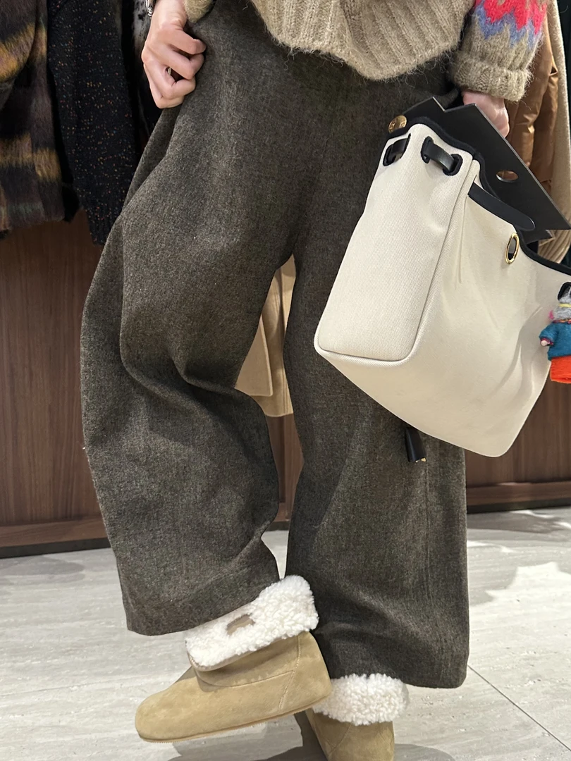 全松紧腰羊毛色织九分裤     J25KZ778