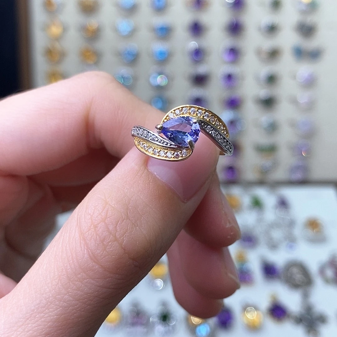 坦桑石戒指银S925镶嵌（一物一证）