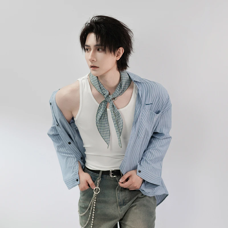 【黄靖翔】韩版小格子文艺三角巾时尚头巾气质丝巾百搭潮流复古围巾