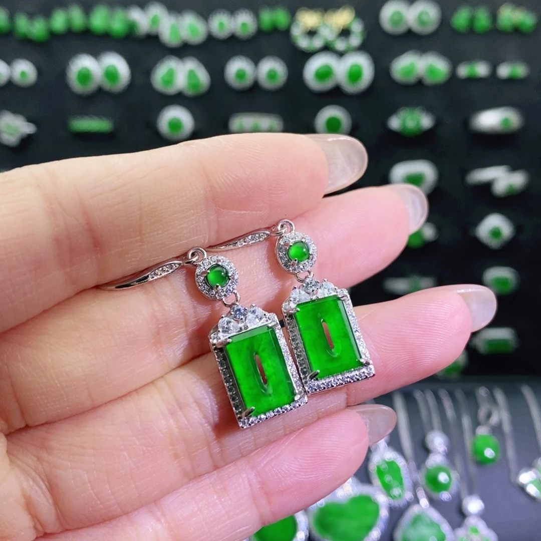 翡翠银S925镶嵌耳饰多样性