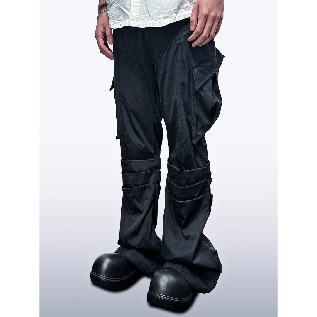 CandyCash 美式Cleanfilt褶皱微喇男女休闲西裤高级感工装裤