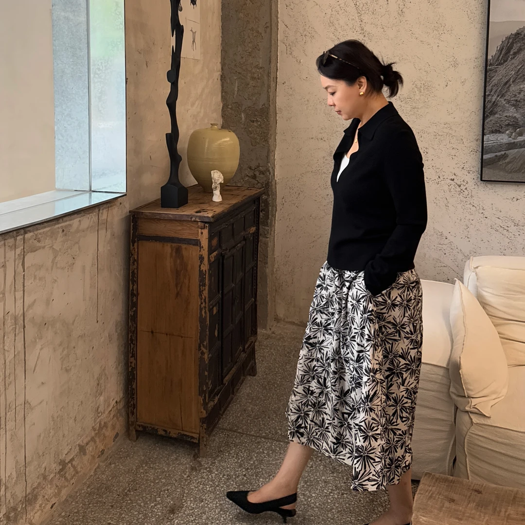 Ms.Qnn“L*P光影”鼎奢度假系列印花海岛棉显瘦半裙 39P698 Q姐