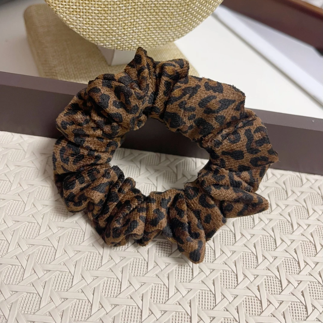 A178~韩系秋冬豹纹小肠发圈经典洋气弹力发绳头绳百搭气质发饰