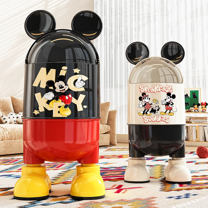 【迪士尼联名】高颜值米奇垃圾桶卡通家用客厅卧室翻盖大容量垃圾桶