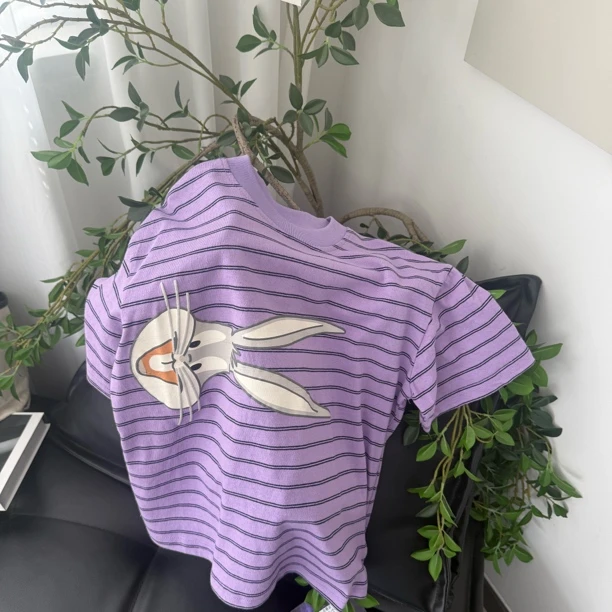 儿童紫条纹兔子T恤051