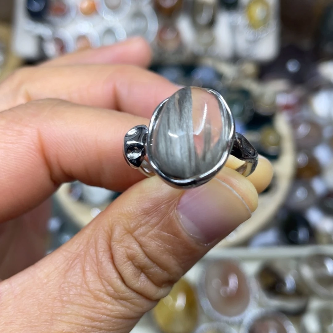 【闪购商品】银S925镶嵌珠宝半成品水晶戒指