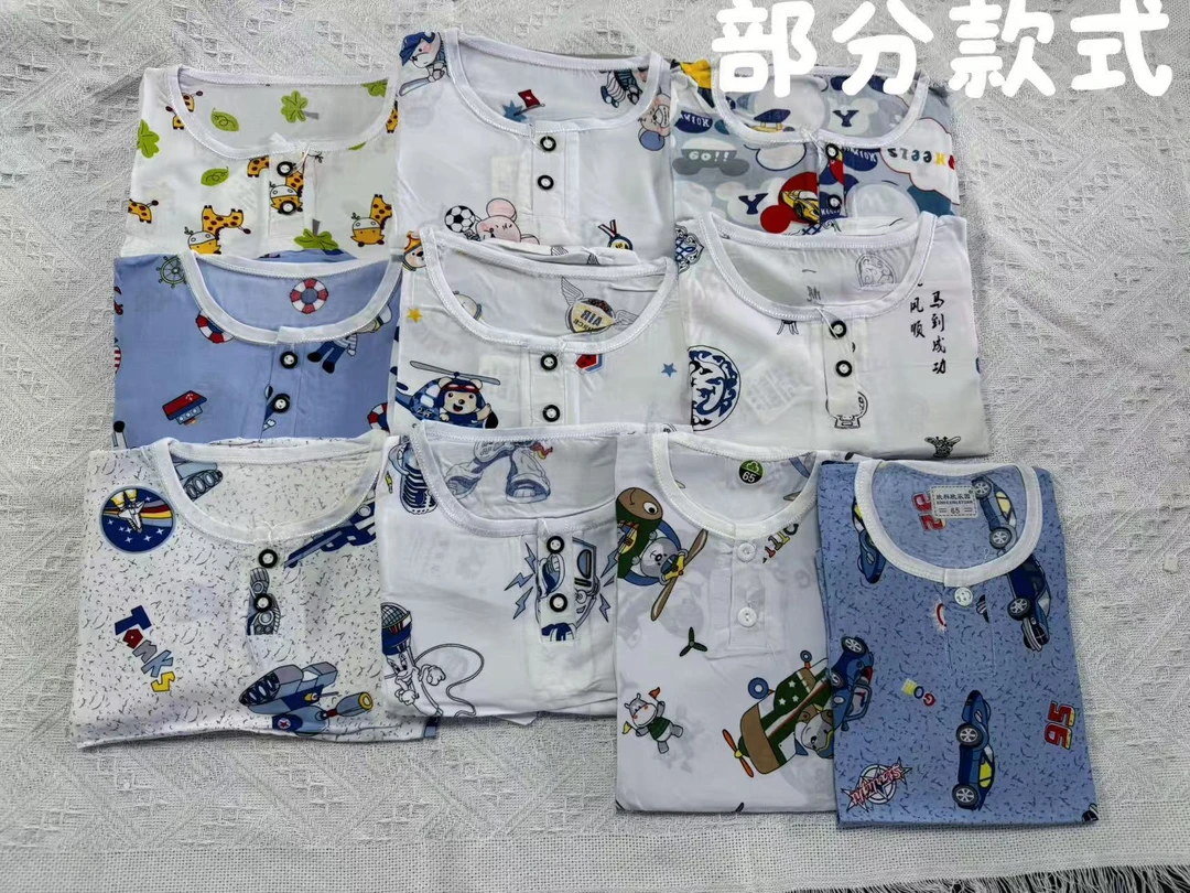 休闲风卡通动漫夏季男童女童家居服睡衣短袖套装