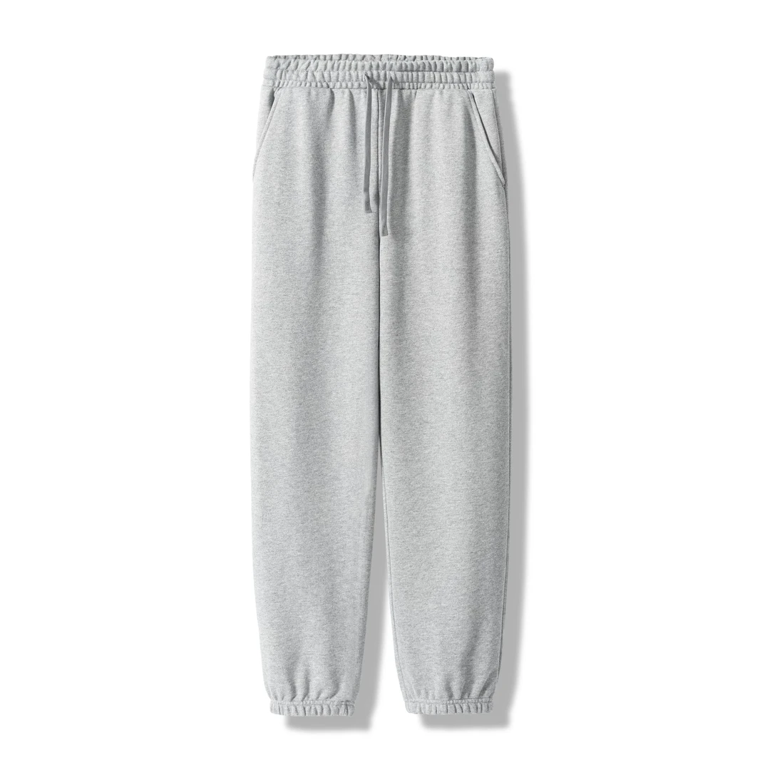 麻灰色 100%纯棉毛圈休闲长裤