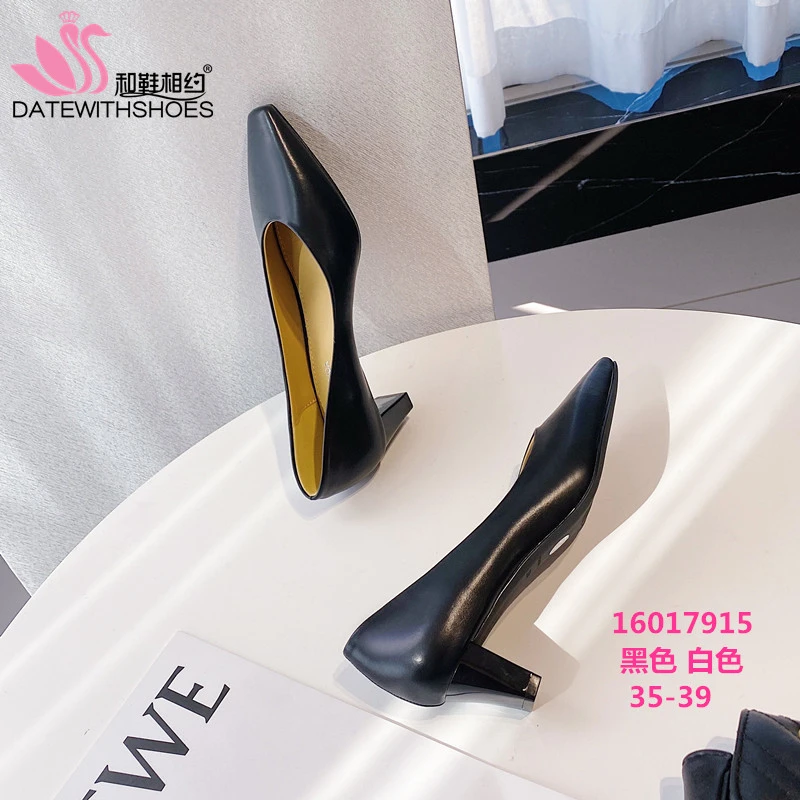 16017915百搭真皮黑色通勤单鞋