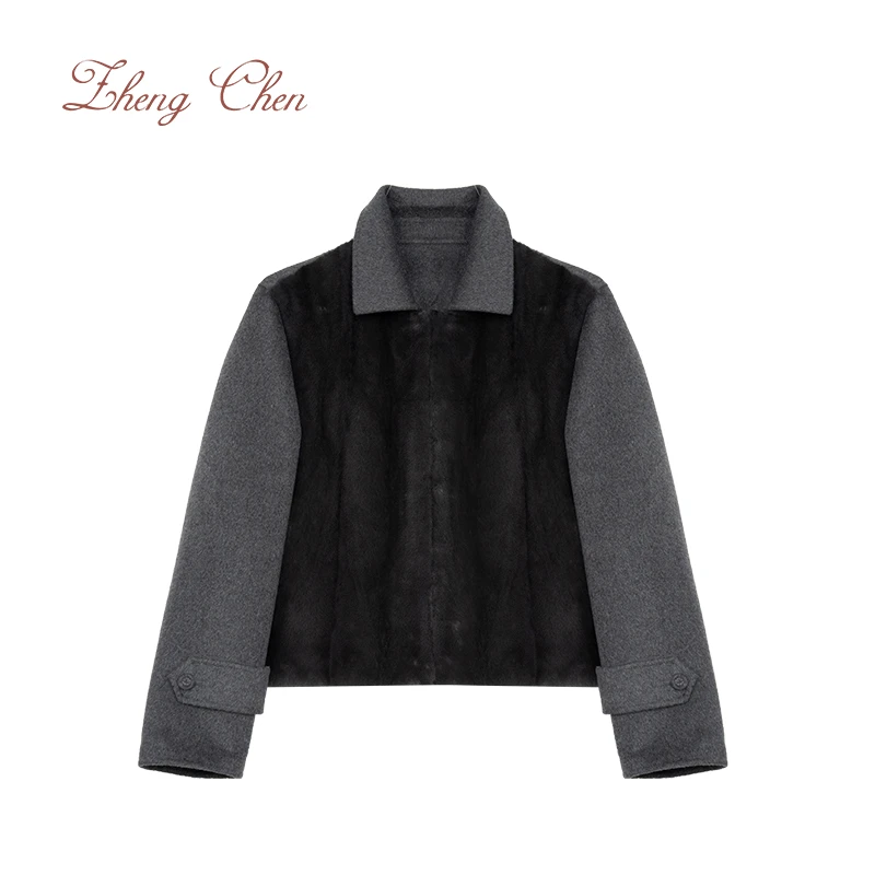 （高端黑标）NAFA皇冠级水貂拼接100羊绒夹克QH680305