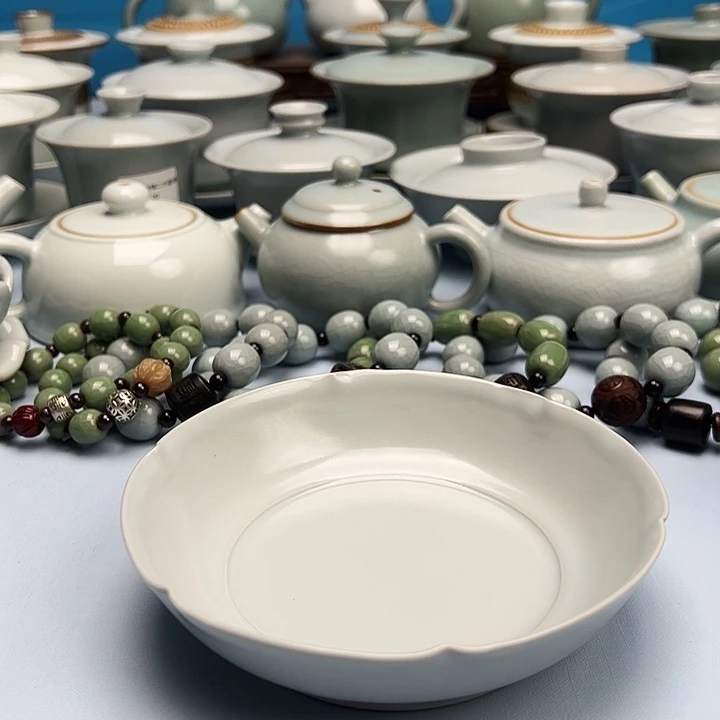 杯仿古月白釉葵口洗原矿原釉原产地