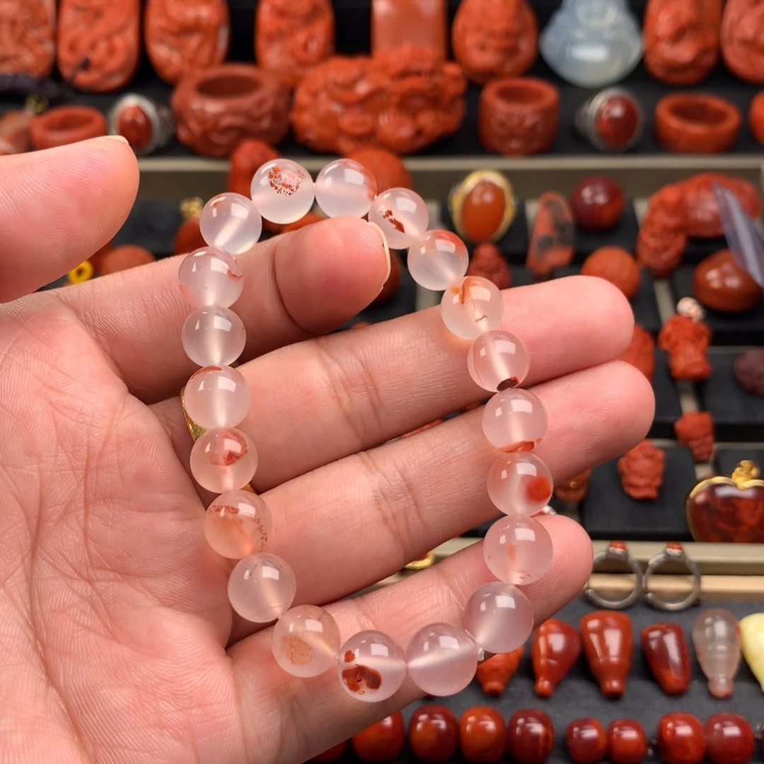 南红玛瑙冰飘花手串9+未镶嵌
