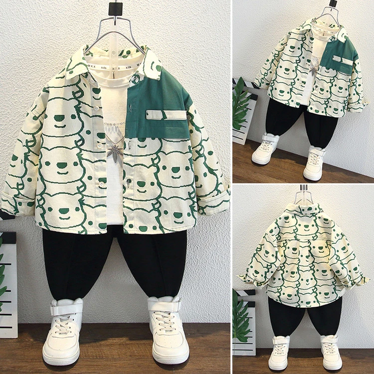 DDLM.男童中小童夏季外套衬衫印花男童中小童潮流四季流行