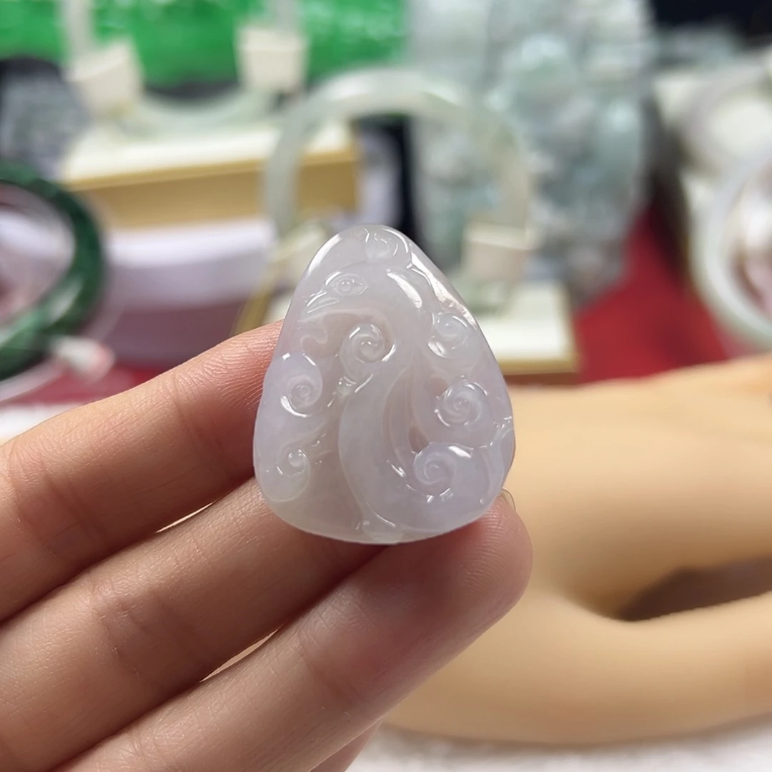 颈饰未镶嵌翡翠缅甸天然翡翠凤牌