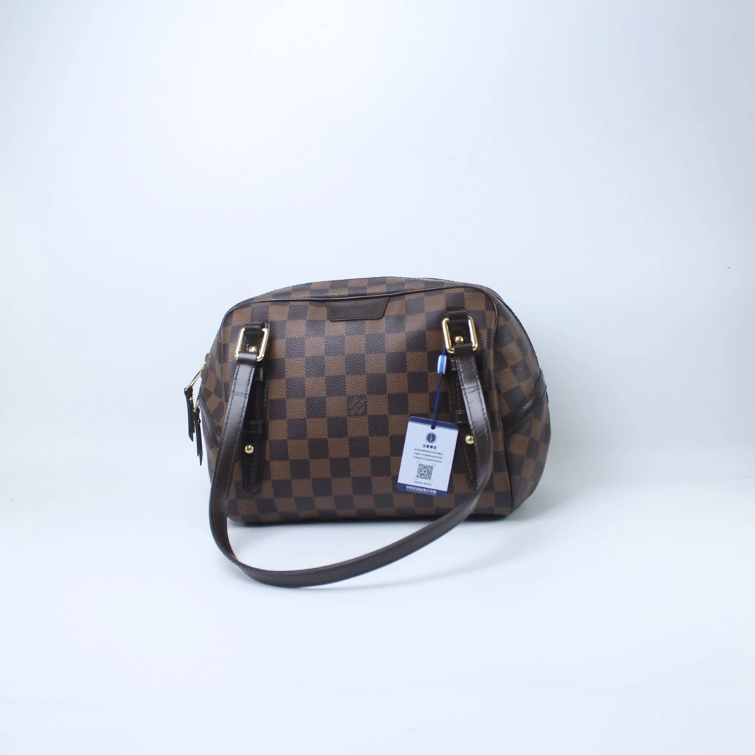 95新 LouisVuitton/路易威登 DU0141棕棋盘格保龄球包