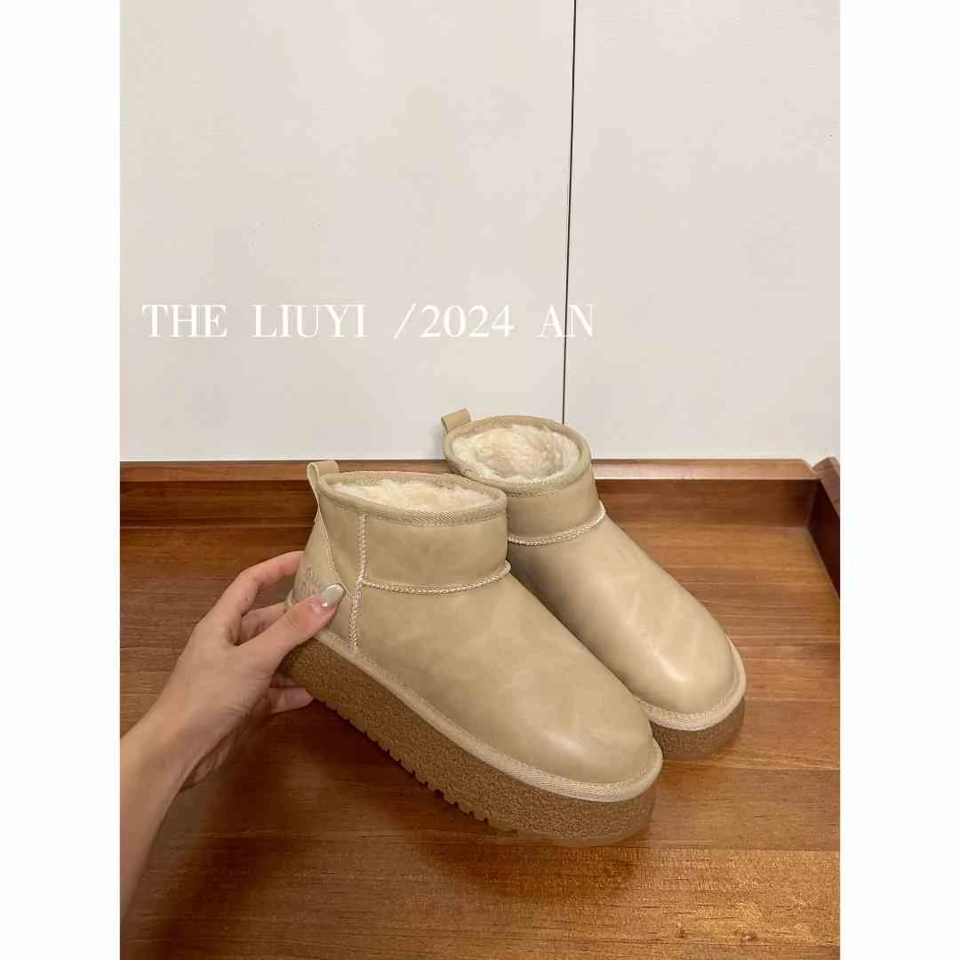 【LIUYI】冬季厚底皮面防水雪地靴6775