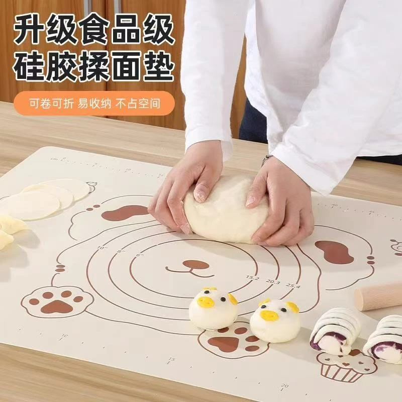 小熊硅胶垫加厚揉面垫子食品级擀面垫家用案板大号厨房烘焙和面垫
