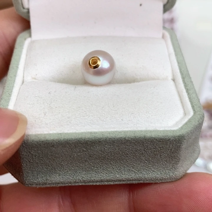 淡水珍珠吊坠(不含链)银S925镶嵌10mm路路通